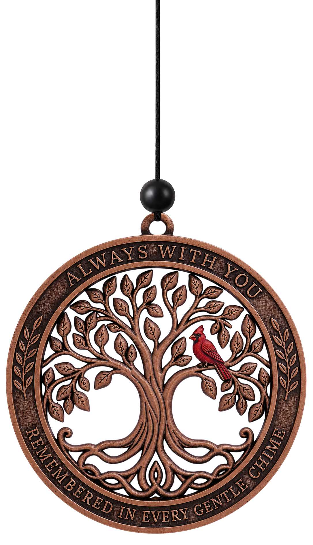 Tree of Life medallion with red cardinal